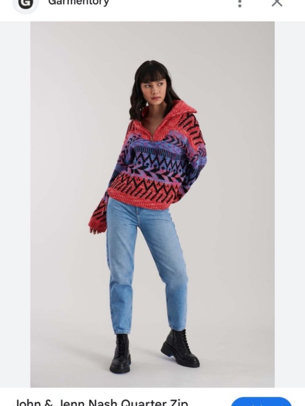 John & Jenn Nash Quarter Zip Sweater - Tropical Sunset Size S